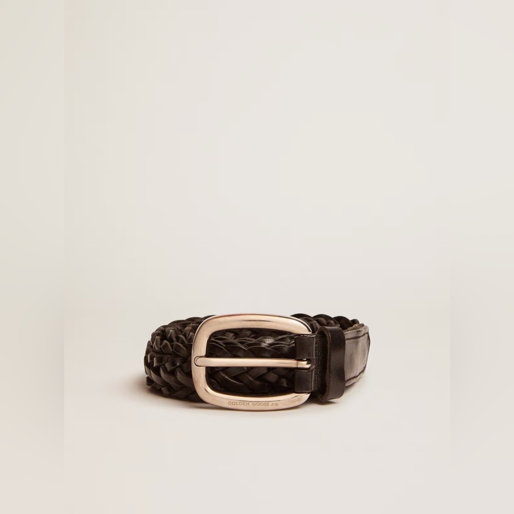 Golden goose Men’s belt in black braided leather
